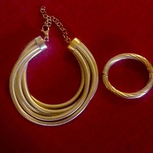 Italian Flexible Tubular Multi Strand Rose Gold on Sterling Necklace/Bracelet